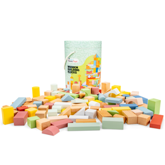 byggeklosser i tre pastellfarger