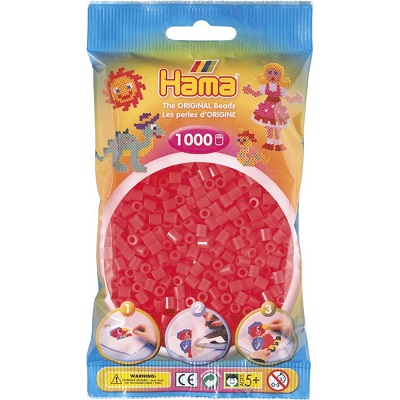 Perler, Midi 1000 stk - Neon rød - Hama