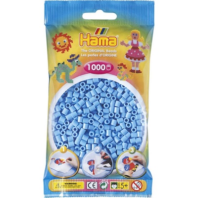 Perler, Midi 1000 stk - Pastell blå - Hama