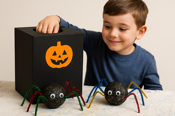 Halloween aktiviteter – lag edderkopper og skumle krukker