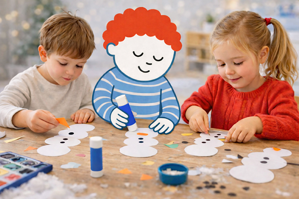 Ti innendørs vinteraktiviteter for barn, med forslag til lek og forming som kan brukes i barnehage, SFO og hjemme.